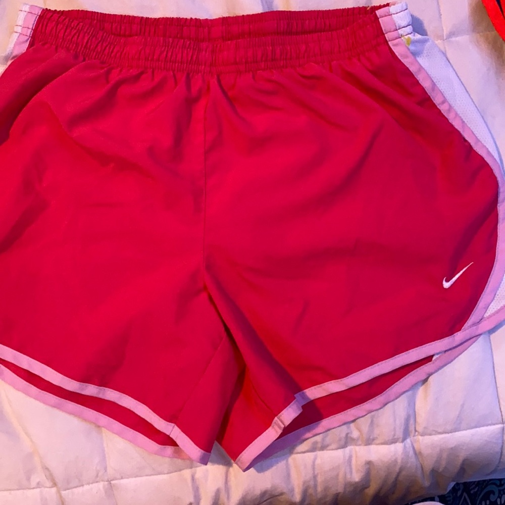 nike shorts pink and white